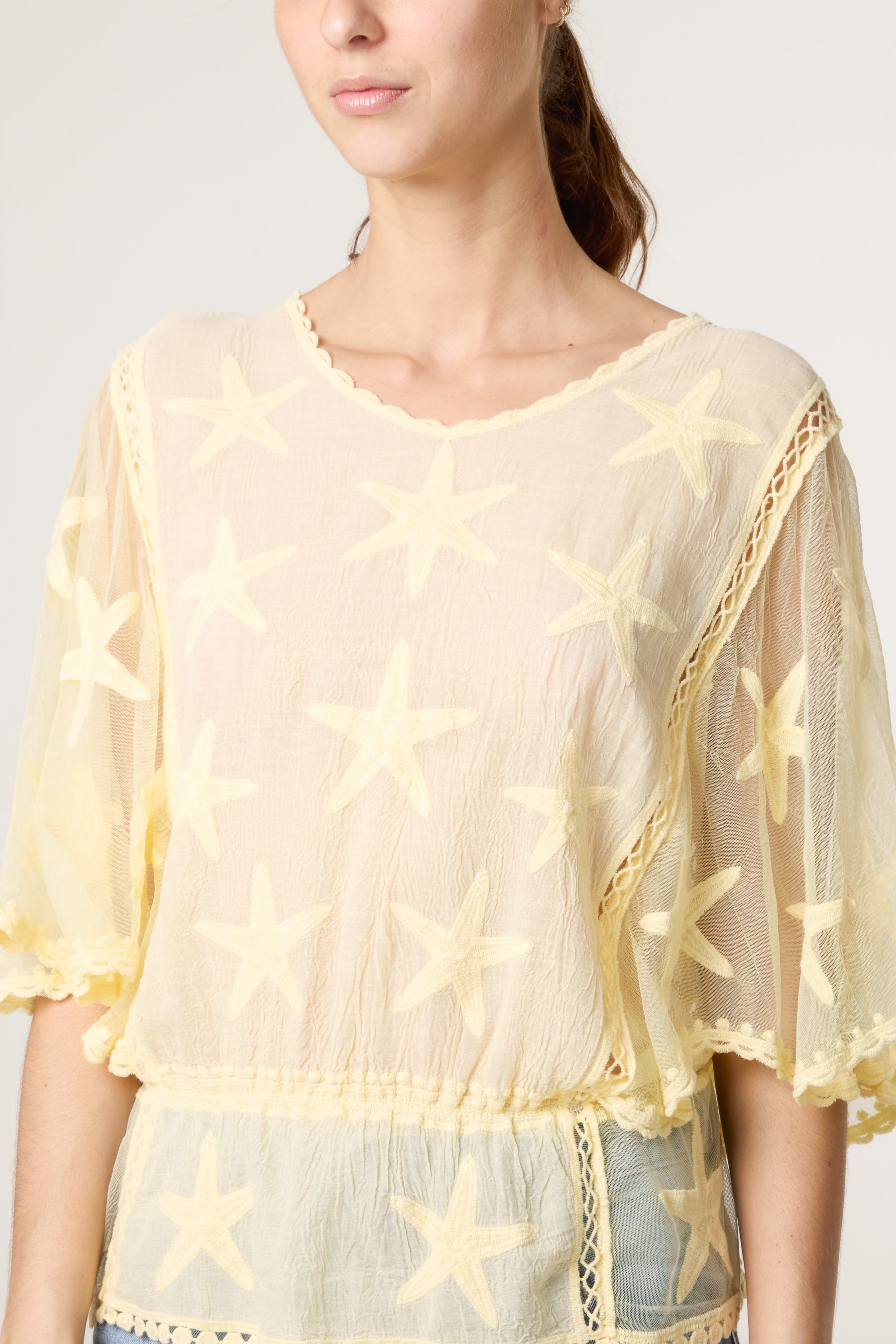 Star Lace Sleeve Blouse