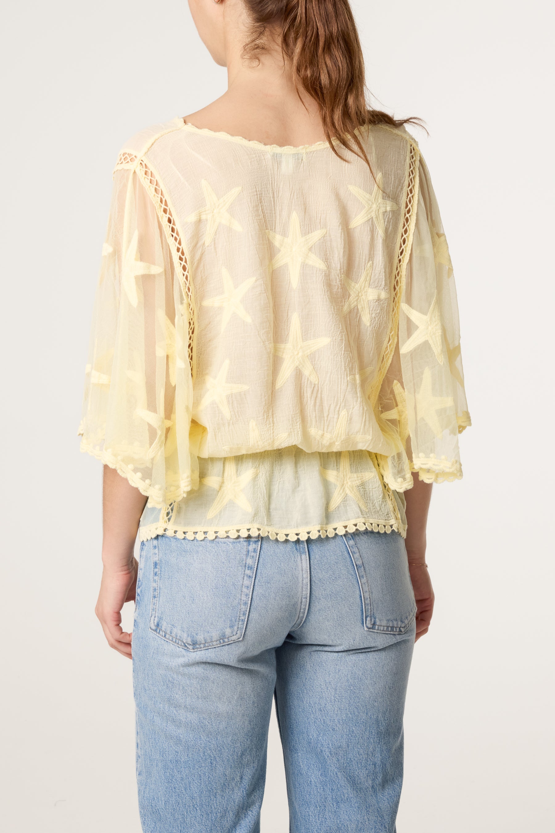 Star Lace Sleeve Blouse