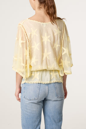 Star Lace Sleeve Blouse