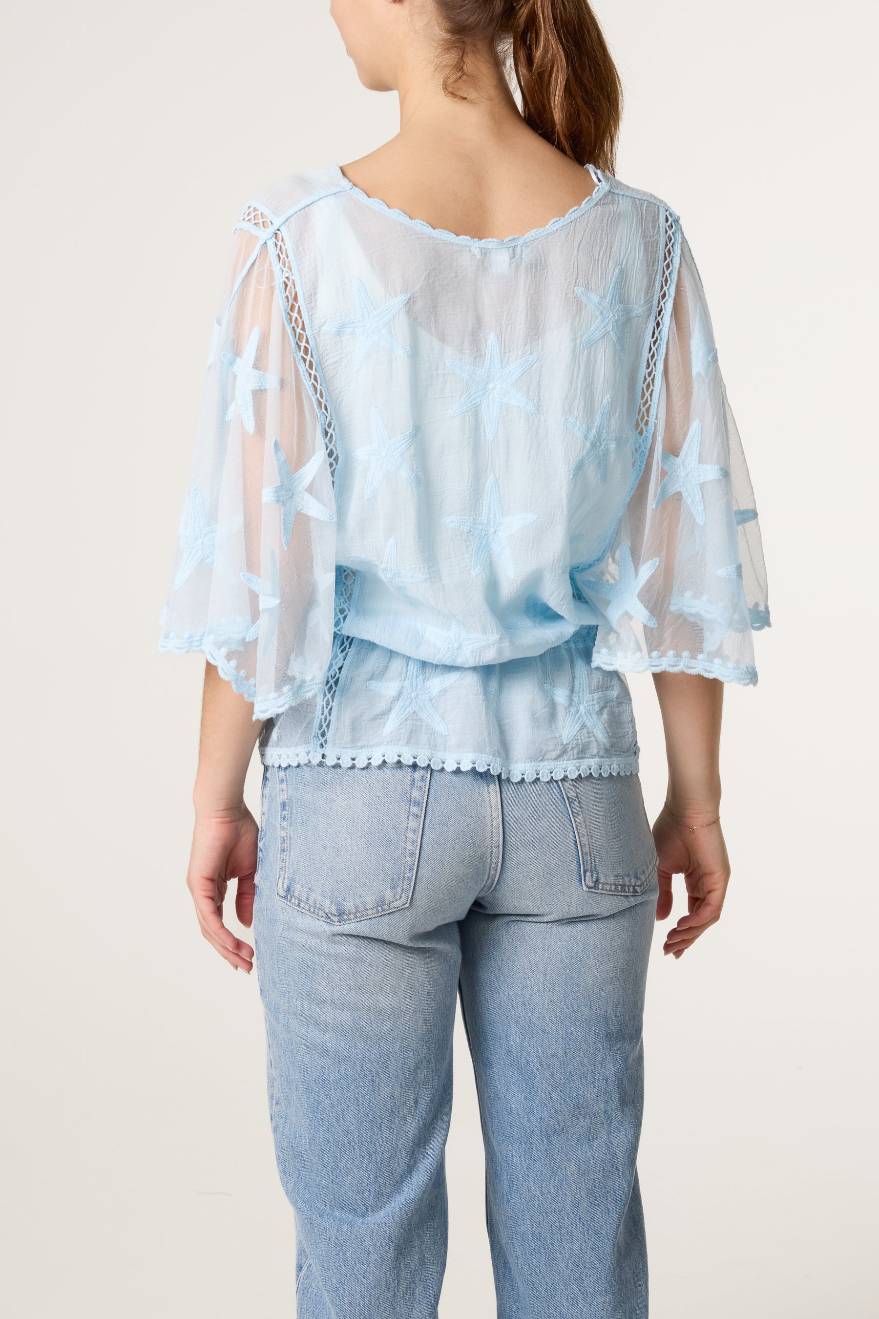 Star Lace Sleeve Blouse