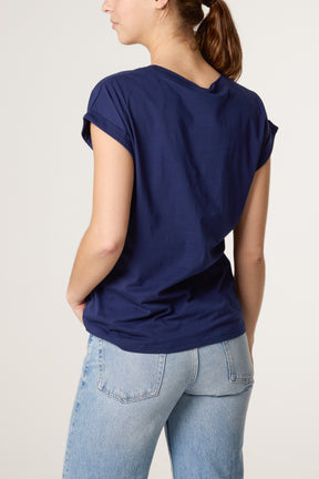 Swirl Flowers Embroidery T-Shirt