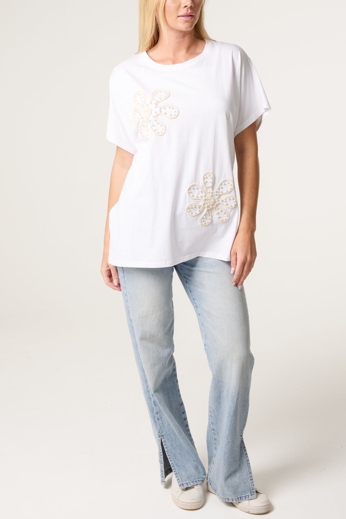 Embroidered & Embellished Flower T-Shirt