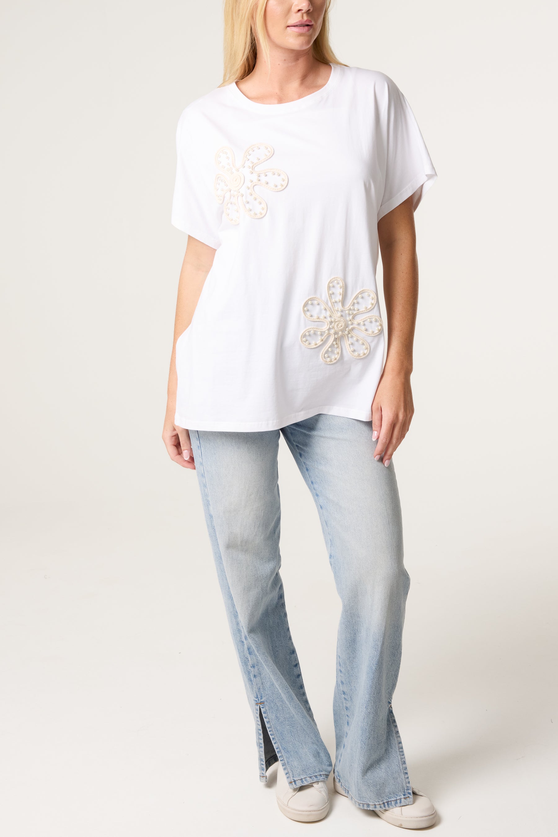 Embroidered & Embellished Flower T-Shirt