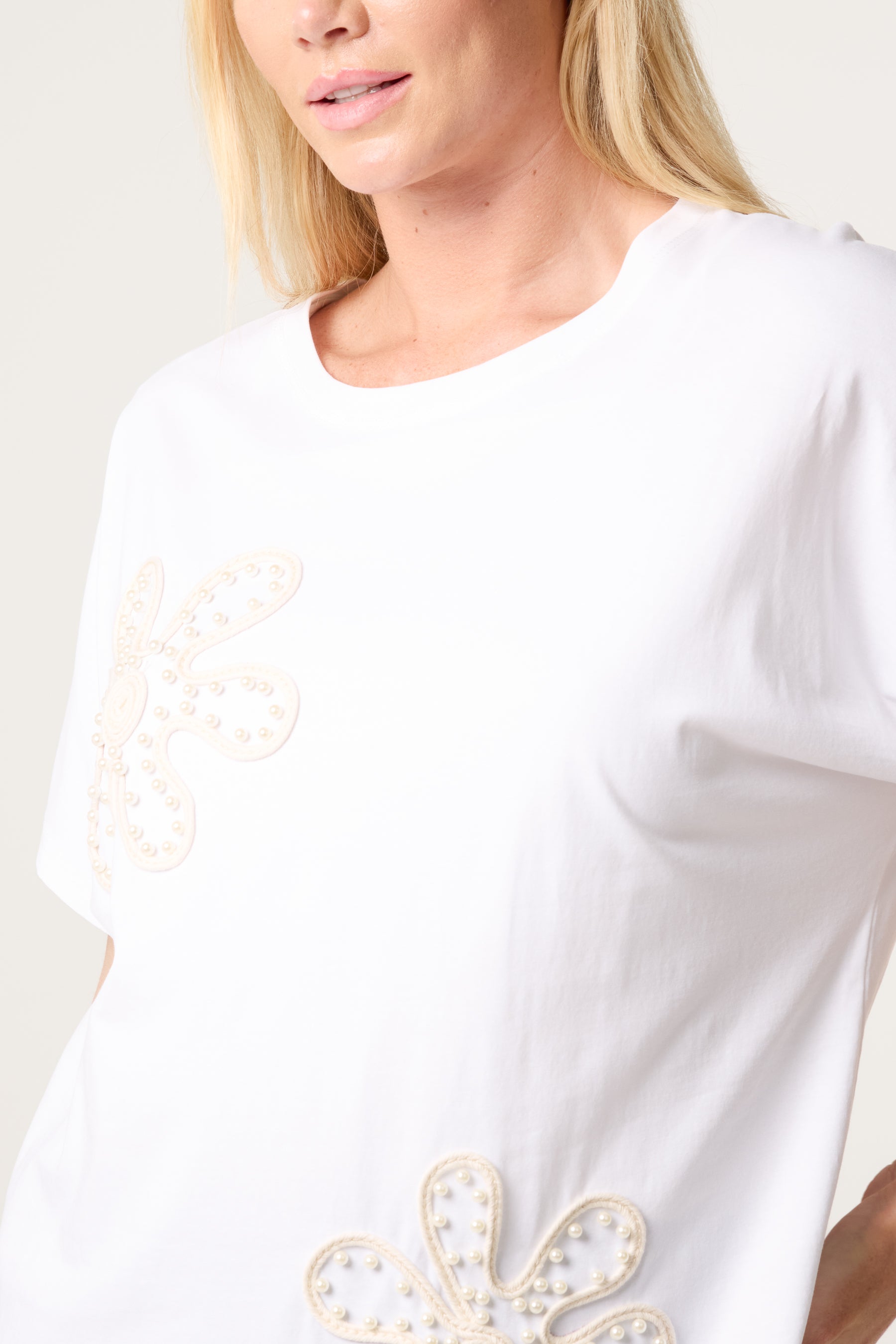 Embroidered & Embellished Flower T-Shirt