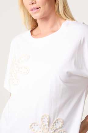 Embroidered & Embellished Flower T-Shirt