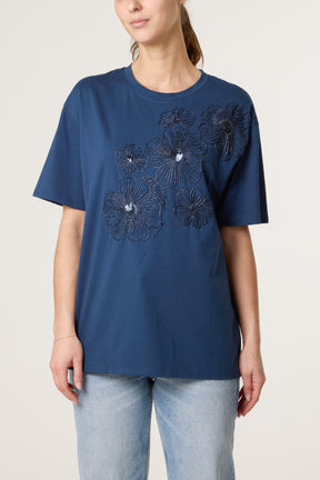 Floral Embellished T-Shirt
