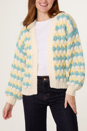 Multicoloured Striped Chunky Knit Cardigan