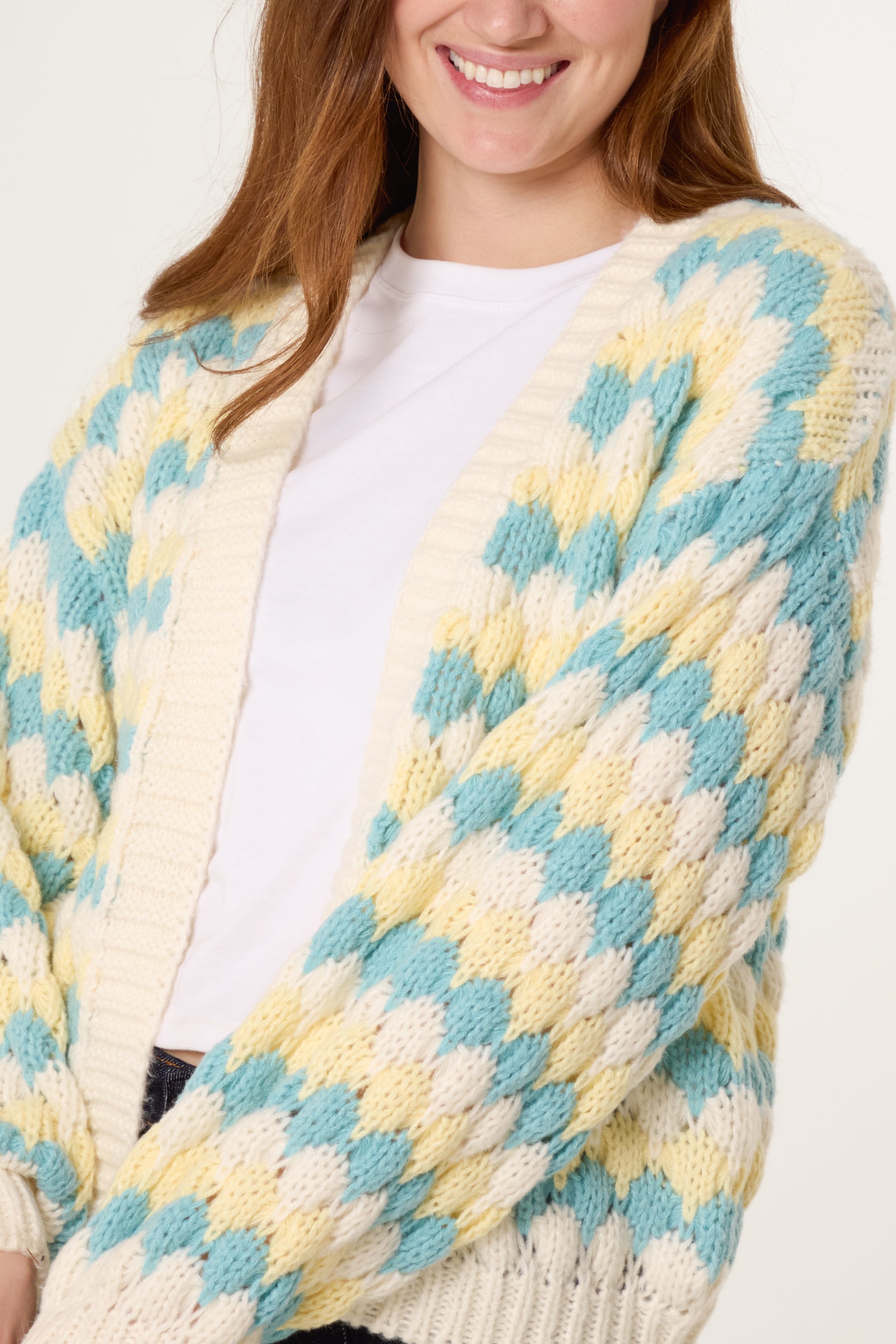 Multicoloured Striped Chunky Knit Cardigan