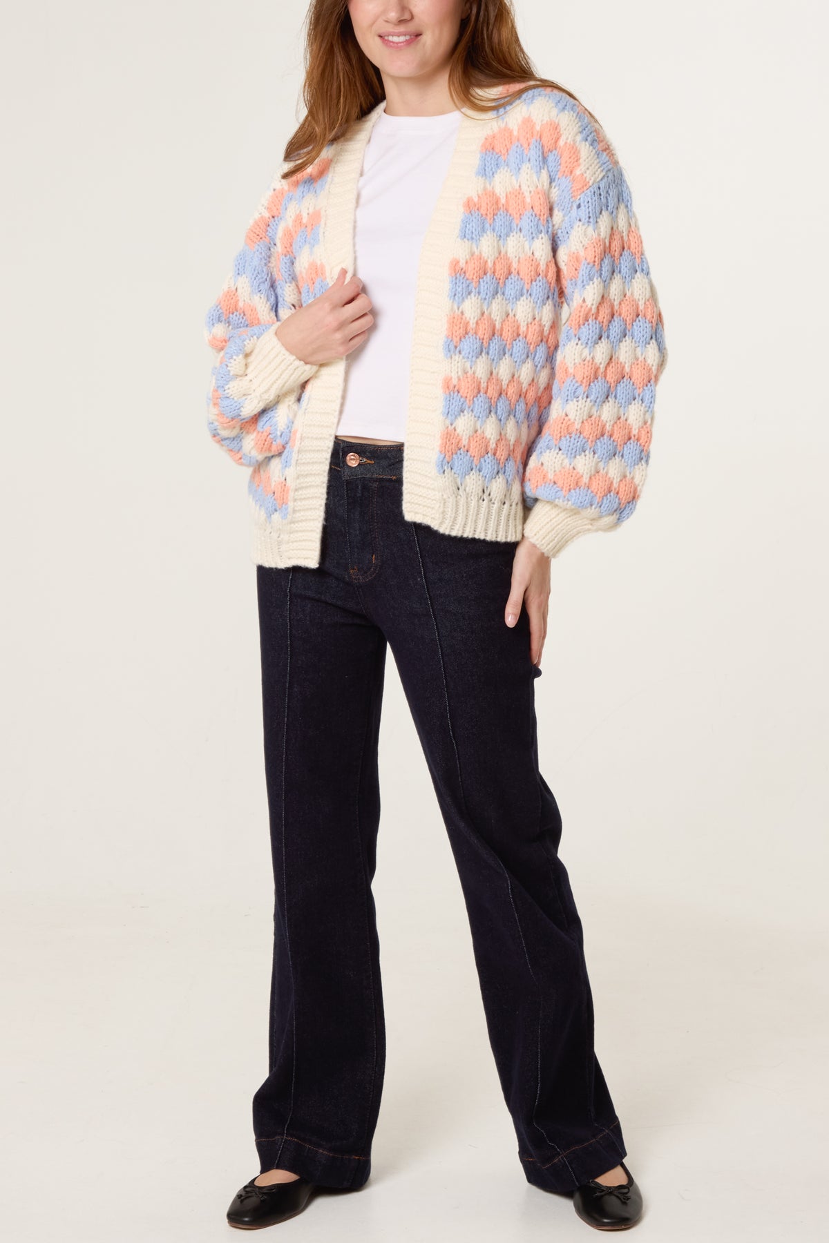 Multicoloured Striped Chunky Knit Cardigan