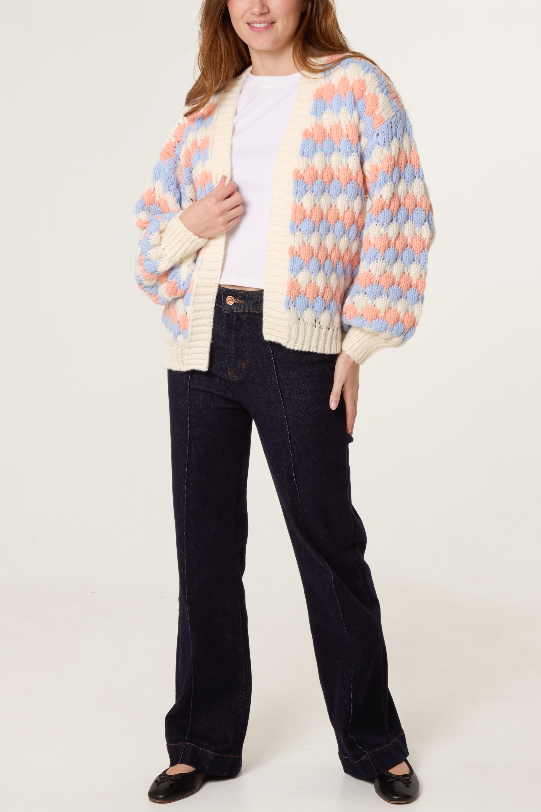 Multicoloured Striped Chunky Knit Cardigan