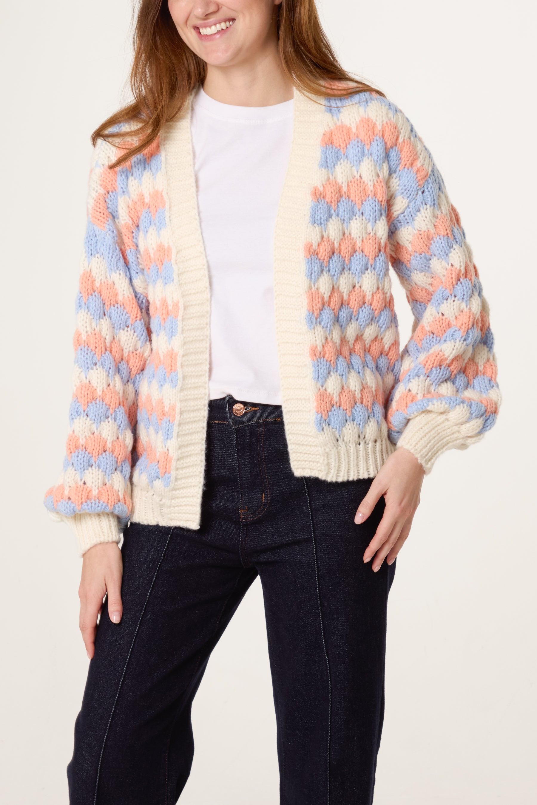 Multicoloured Striped Chunky Knit Cardigan