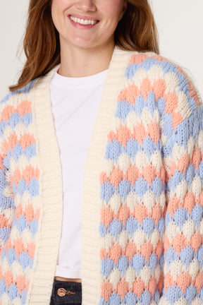 Multicoloured Striped Chunky Knit Cardigan