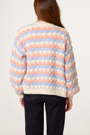Multicoloured Striped Chunky Knit Cardigan