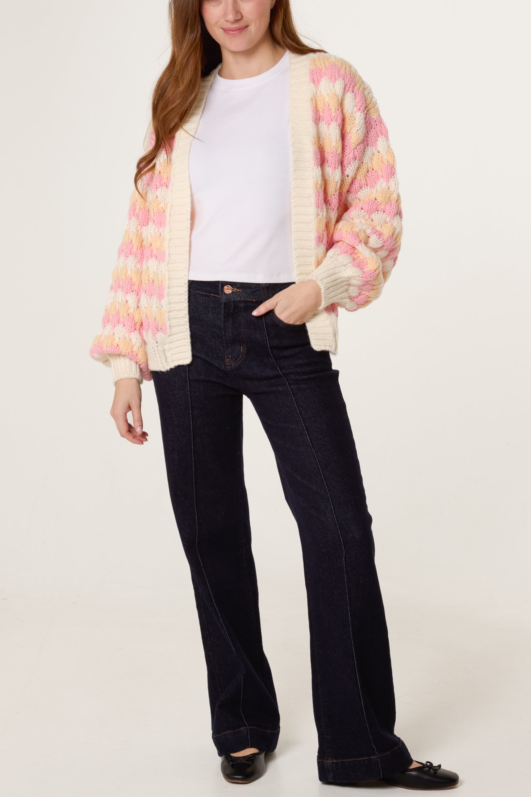 Multicoloured Striped Chunky Knit Cardigan