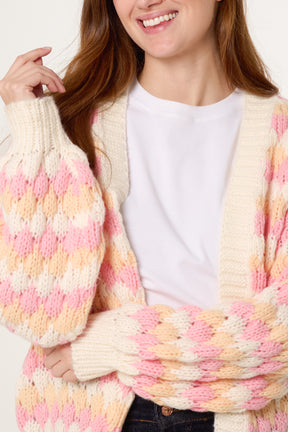 Multicoloured Striped Chunky Knit Cardigan