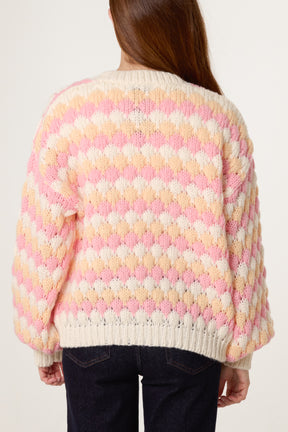 Multicoloured Striped Chunky Knit Cardigan