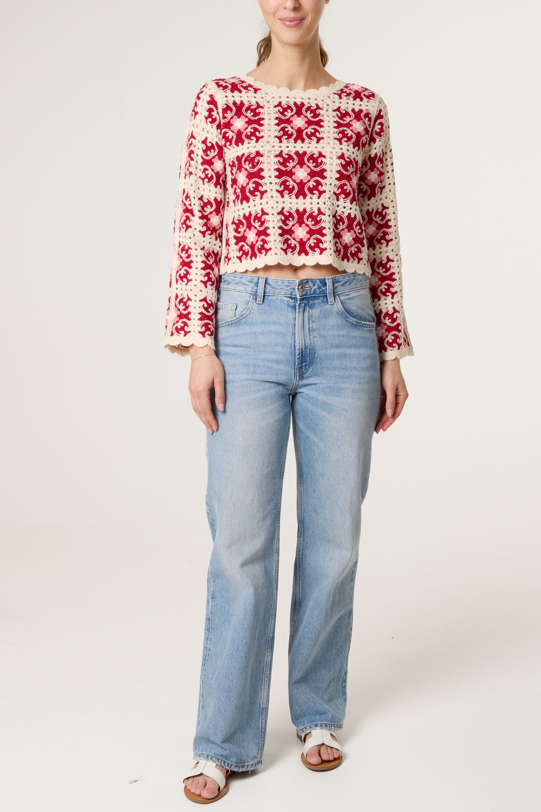 Patchwork Scallop Crochet Top