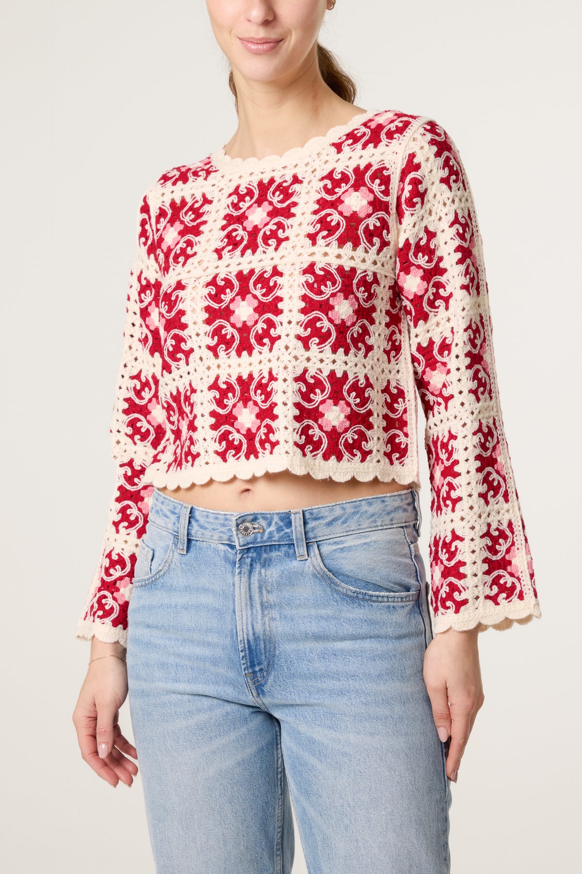 Patchwork Scallop Crochet Top