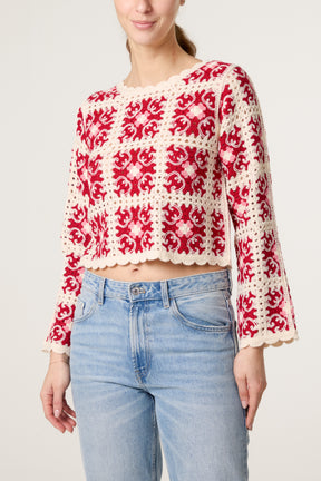 Patchwork Scallop Crochet Top