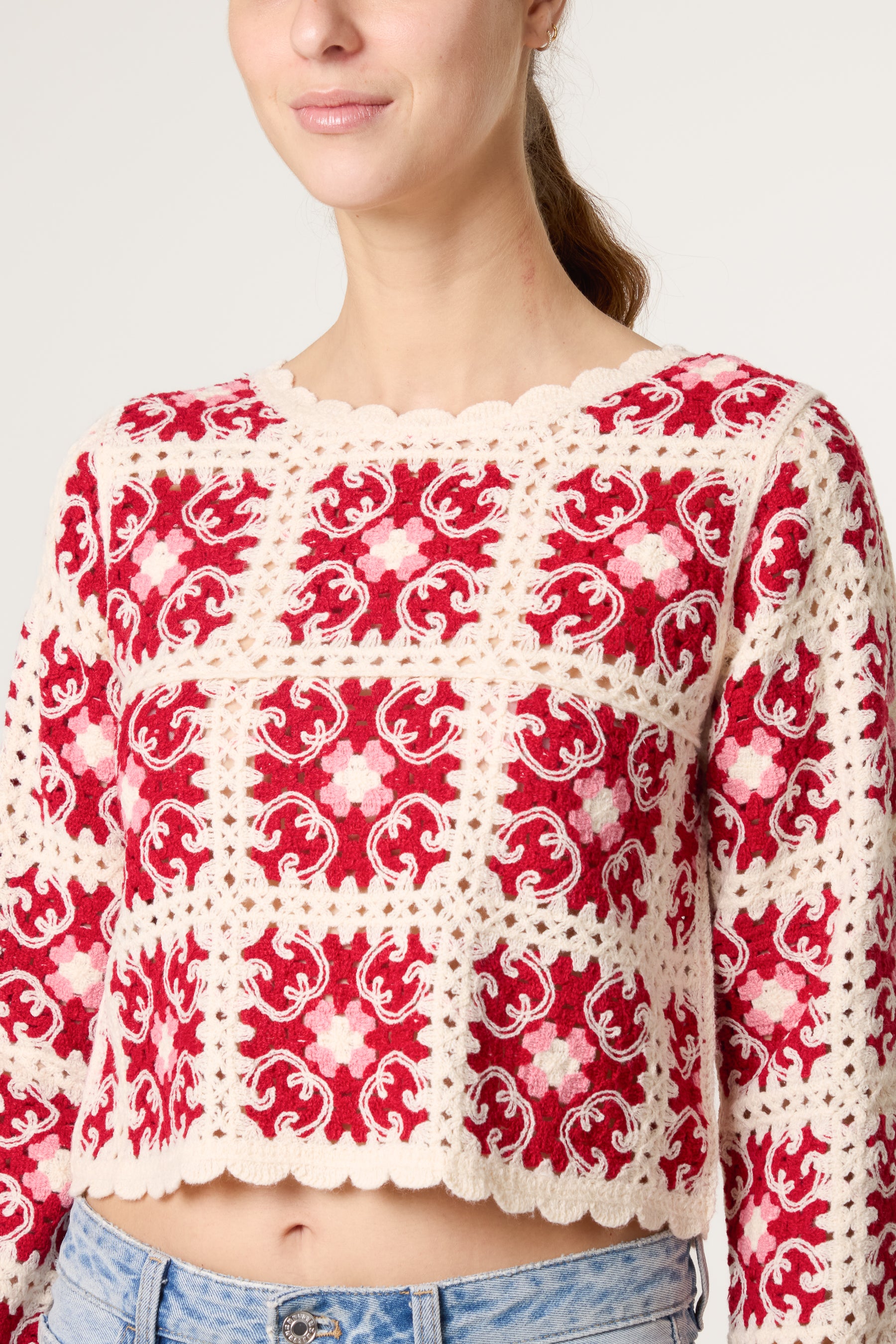 Patchwork Scallop Crochet Top