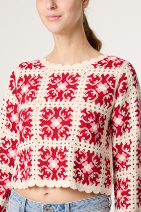 Patchwork Scallop Crochet Top