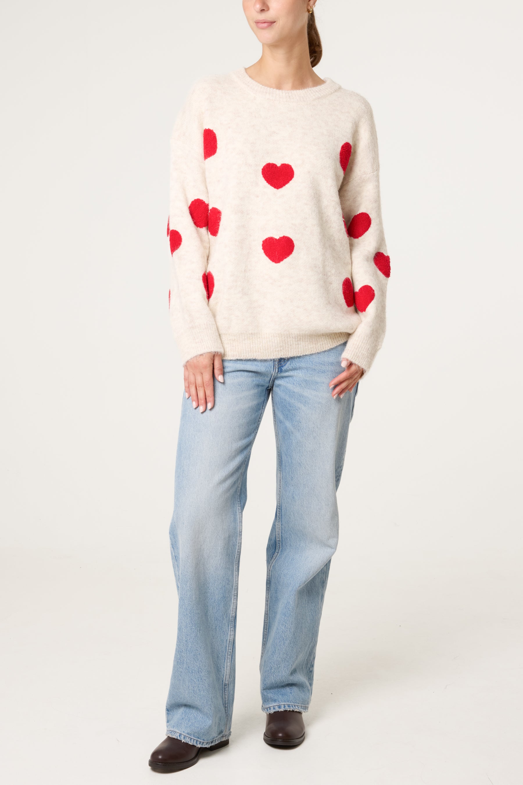 Heart Crew Neck Knit Jumper