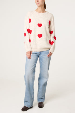 Heart Crew Neck Knit Jumper
