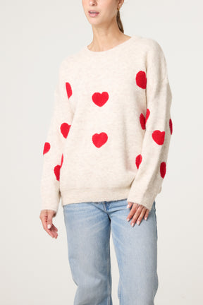 Heart Crew Neck Knit Jumper