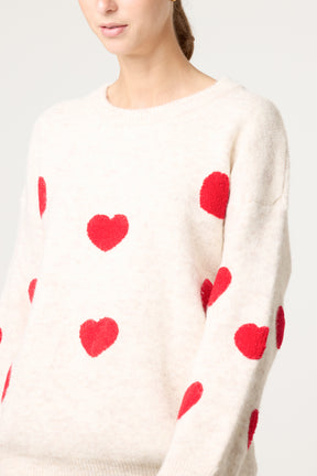 Heart Crew Neck Knit Jumper