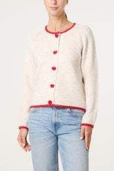 Knitted Heart-Shaped Button Cardigan
