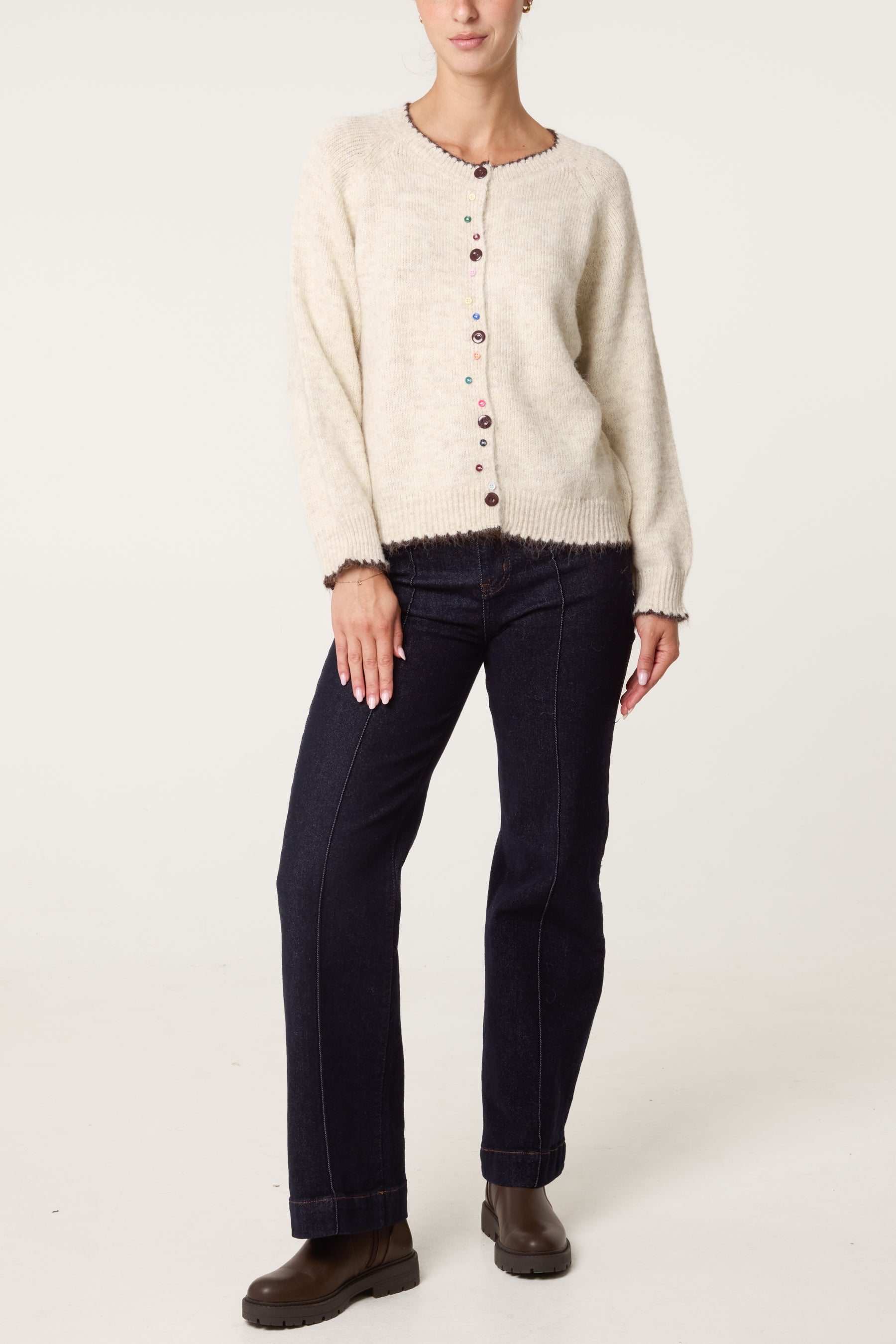 Cardigan With Multicoloured Button Detail