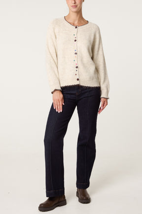 Cardigan With Multicoloured Button Detail