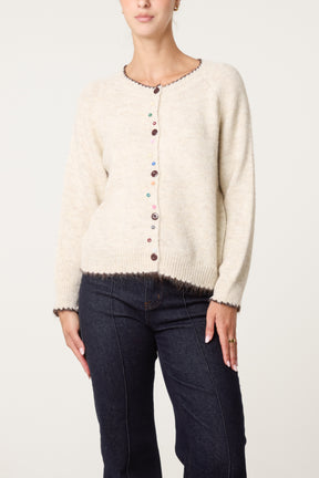 Cardigan With Multicoloured Button Detail