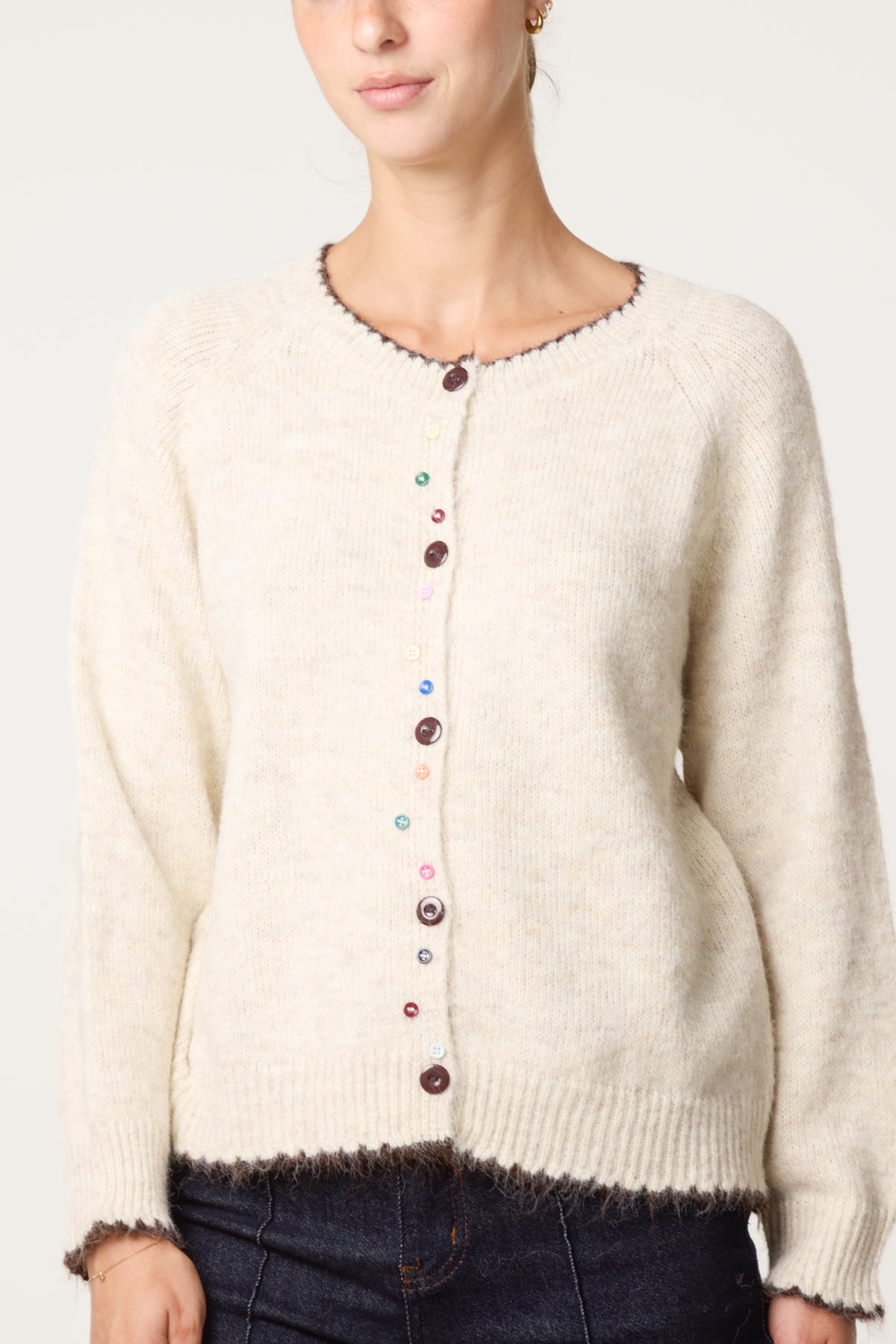 Cardigan With Multicoloured Button Detail