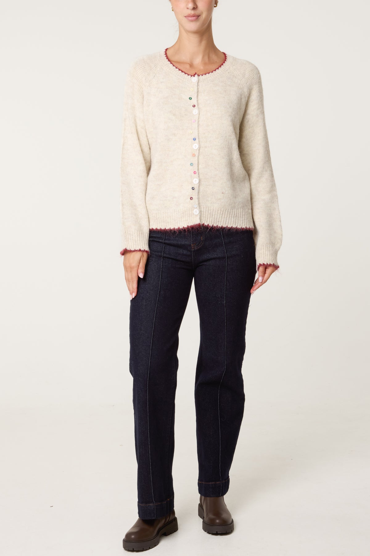 Cardigan With Multicoloured Button Detail