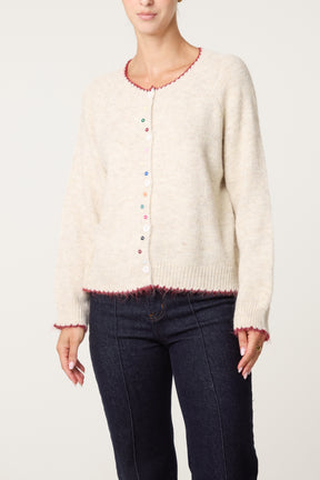 Cardigan With Multicoloured Button Detail