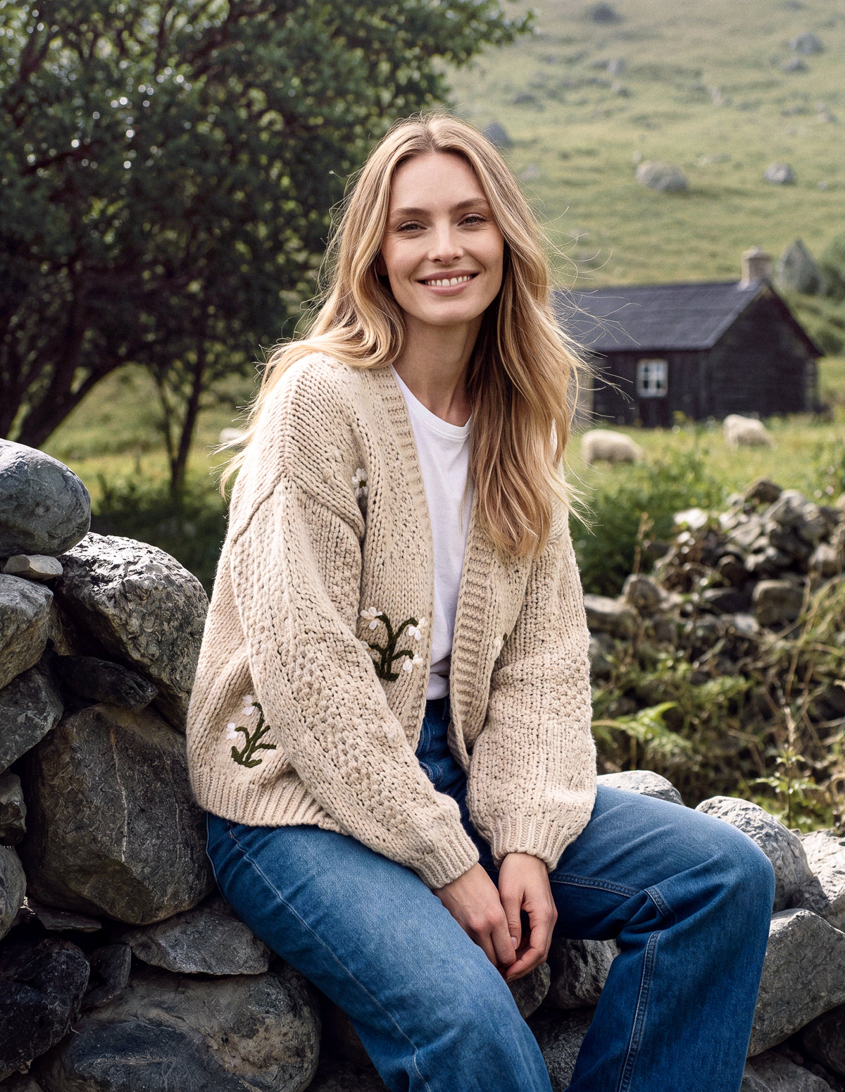 Flower Detail Knit Cardigan