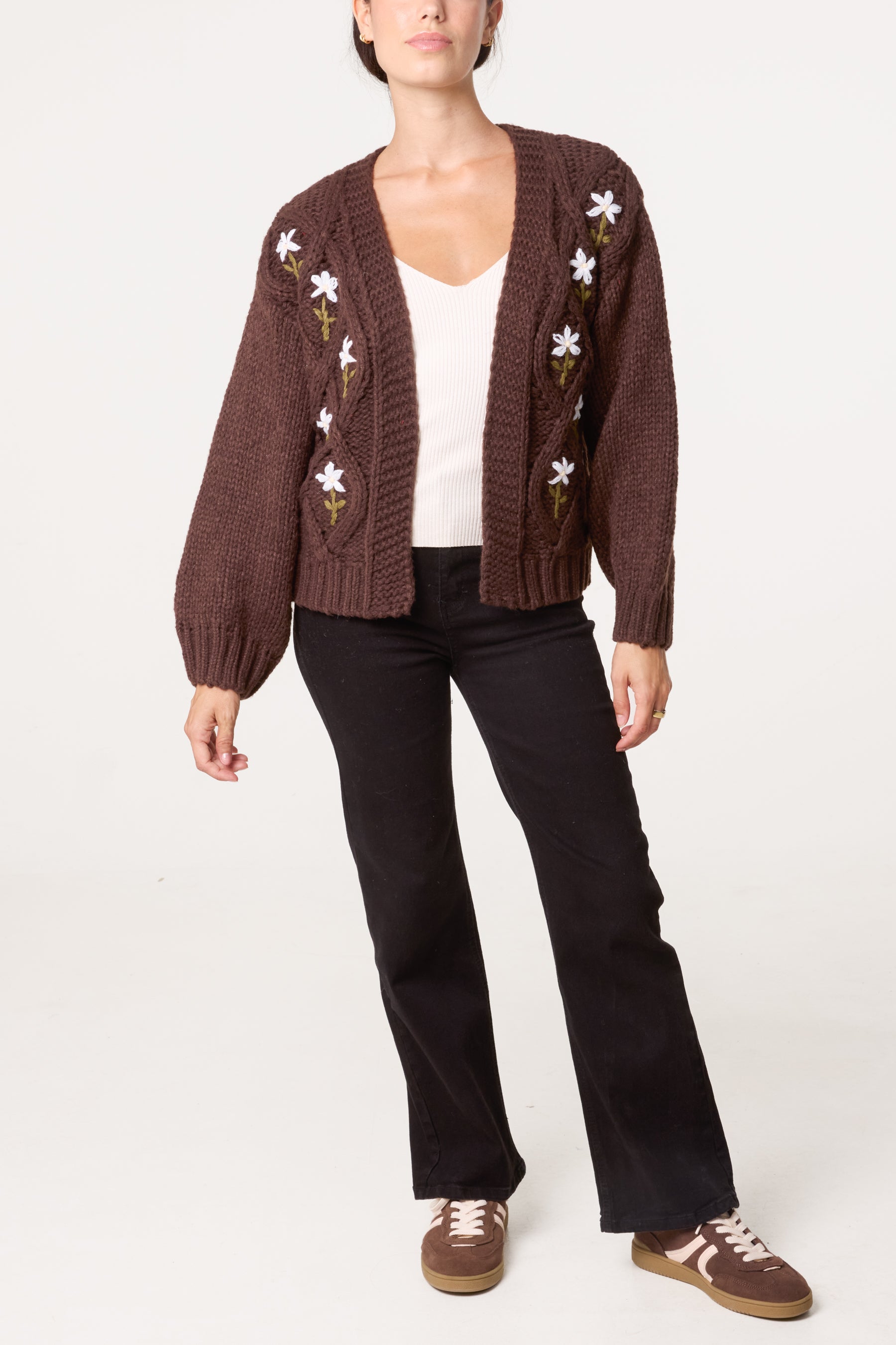 Flower Detail Knit Cardigan