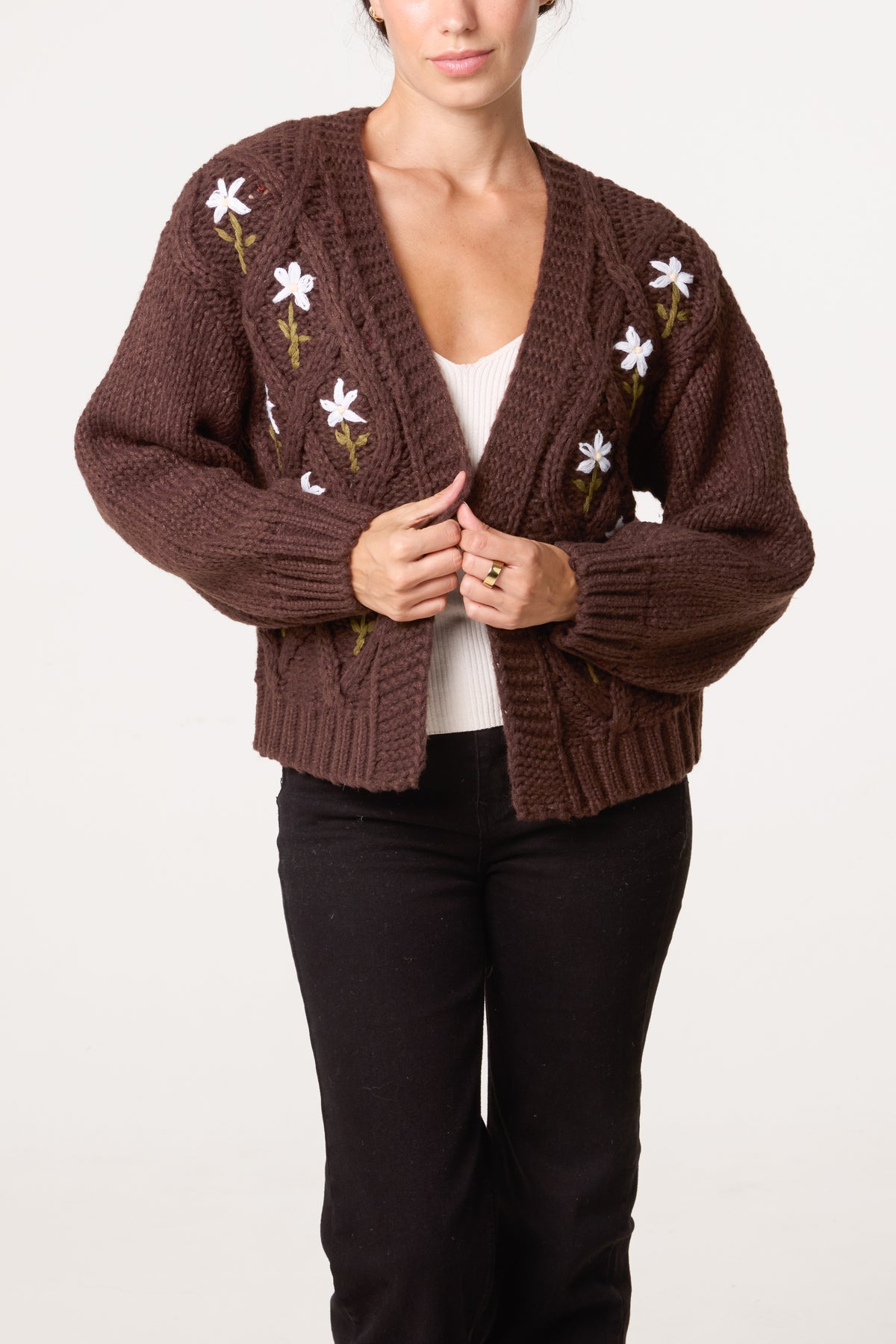 Flower Detail Knit Cardigan