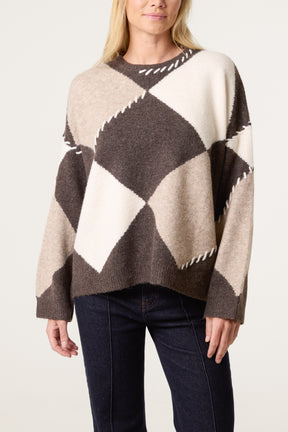 Stitch Argyle Style Jumper