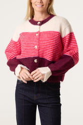 Horizontal Striped Design Cardigan