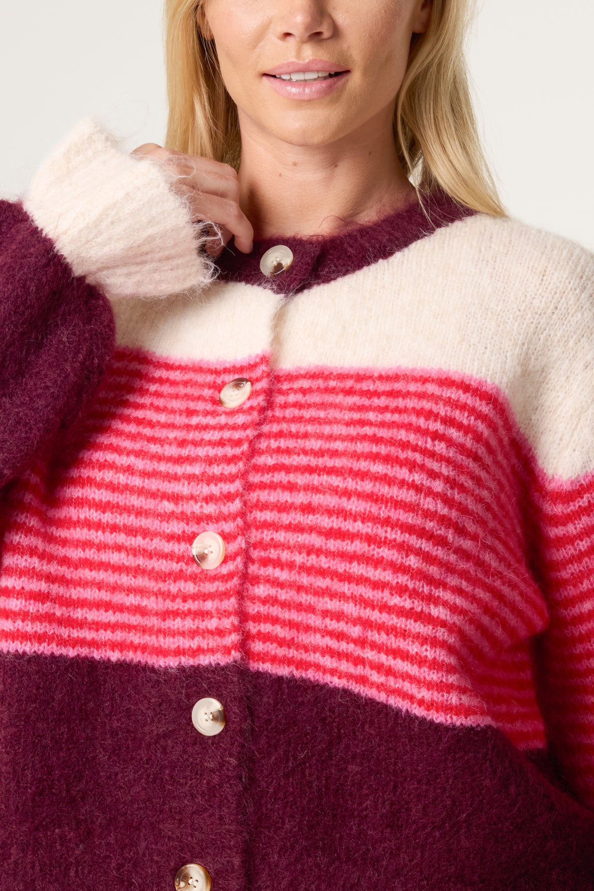 Horizontal Striped Design Cardigan