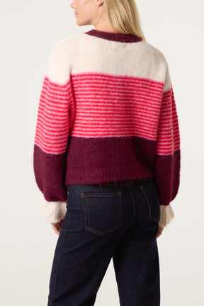 Horizontal Striped Design Cardigan