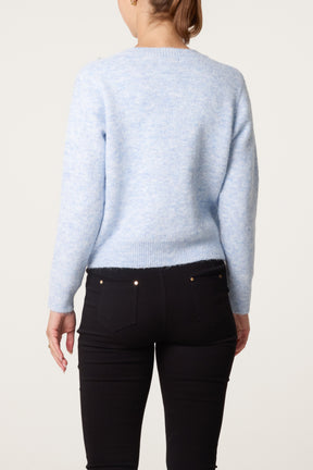 Pearly Flower Embellished Cardigan