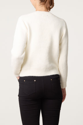 Pearly Flower Embellished Cardigan