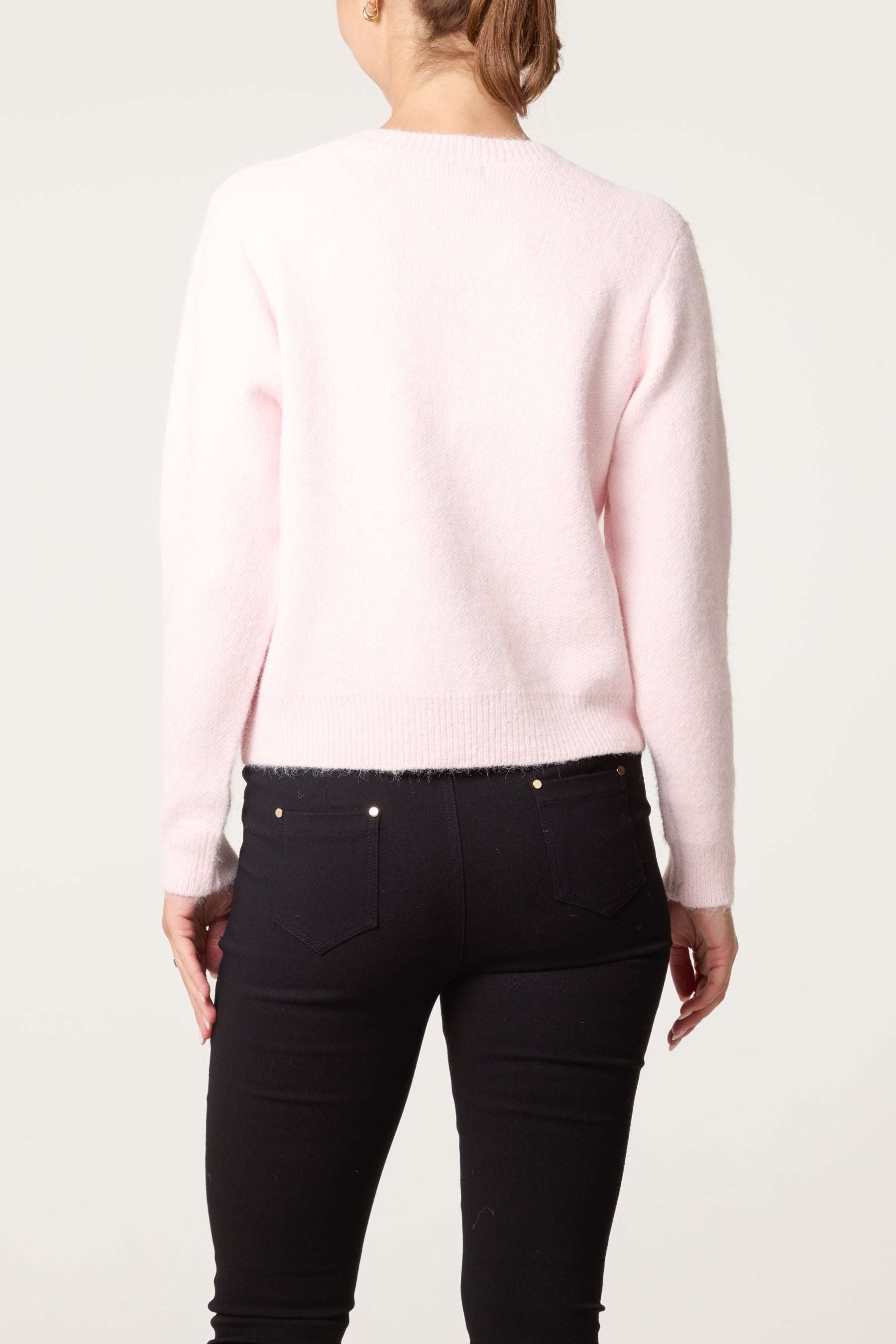 Pearly Flower Embellished Cardigan