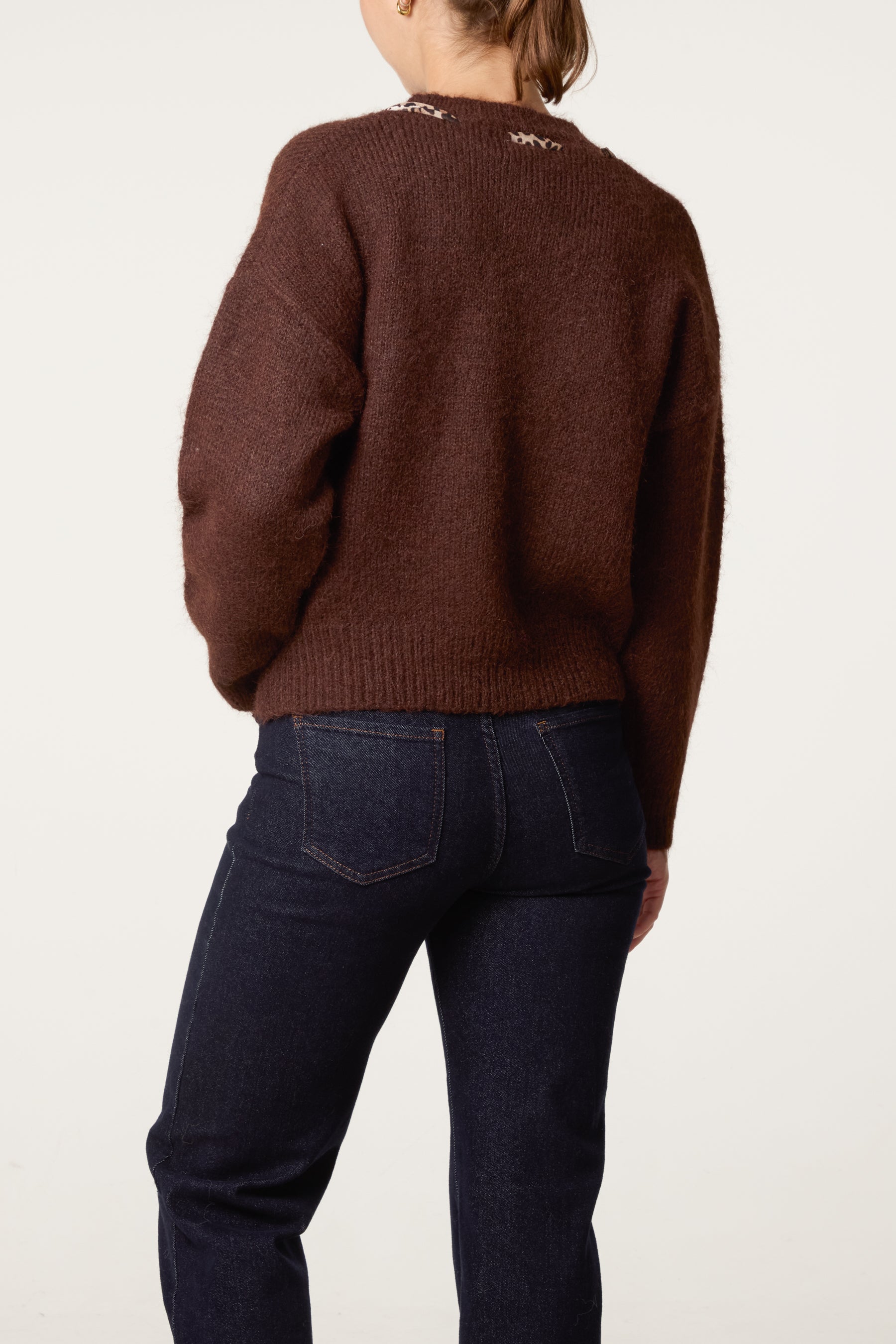 Leopard Tie Detail Knit Jumper