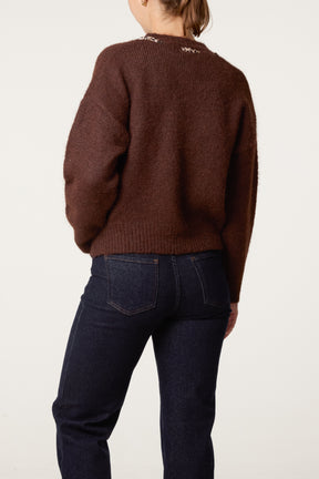 Leopard Tie Detail Knit Jumper