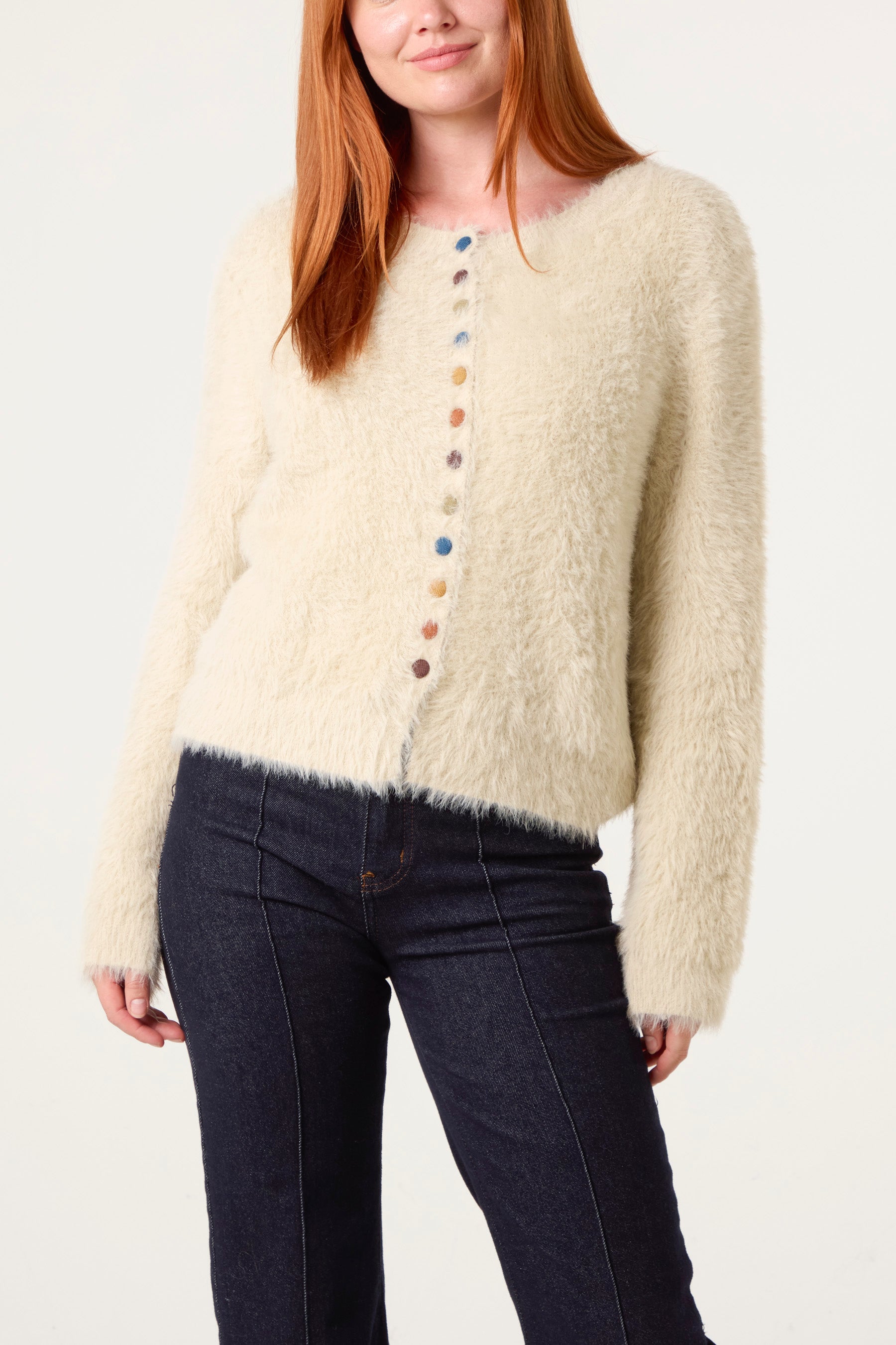 Cardigan With Multicolour Button