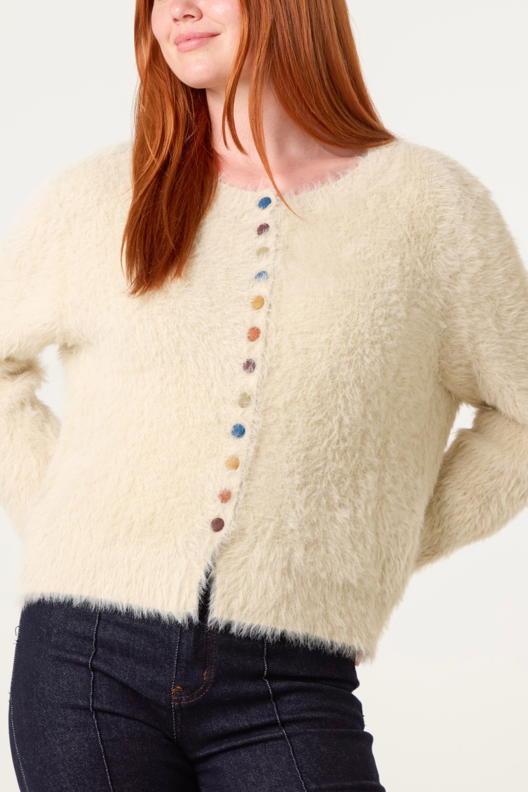 Cardigan With Multicolour Button